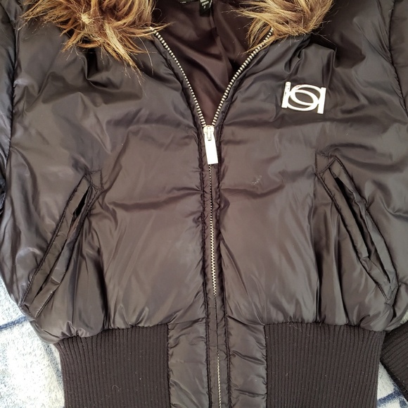 🚫SOLD🚫🌟Bebe🌟black corset winter fur jacket S - Picture 4 of 8